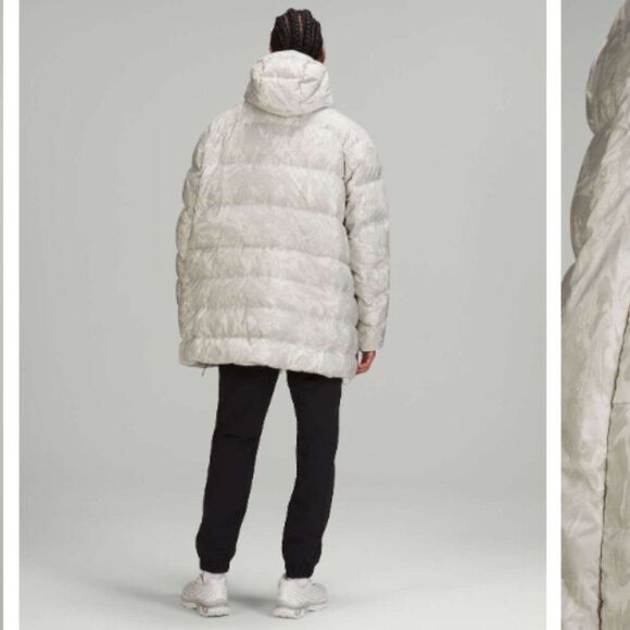 Lululemon Down Puffer Jacket Size L Maple Metamorphosis Light Neutral Multi - Picture 13 of 16